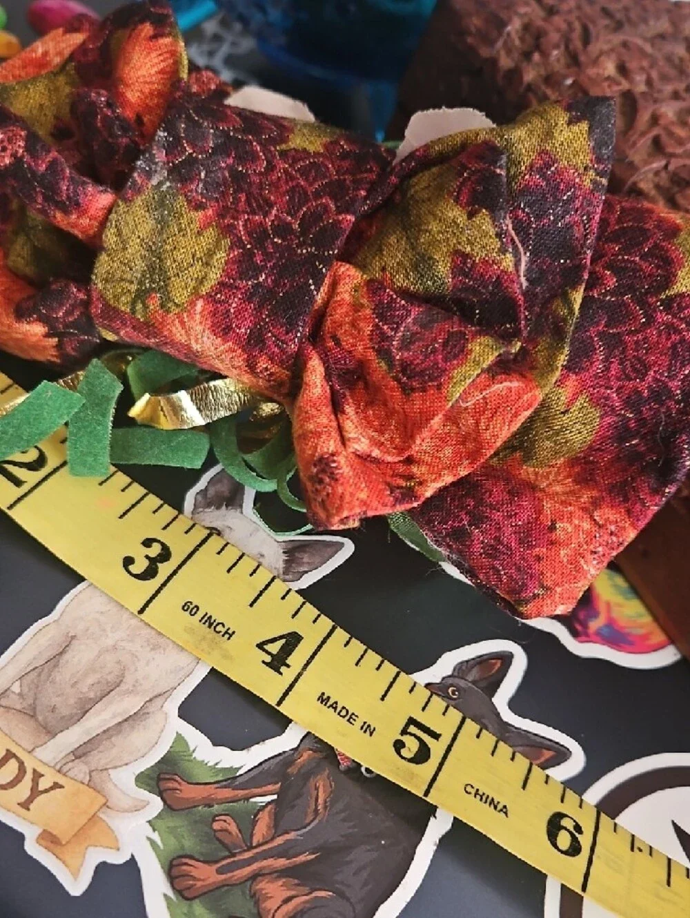 Hand Crafted Floral Ribbon Bow Tie Dog Collar Accessory NEW